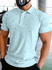 2026 Summer Best-selling Men’s Simple Patterned Printed Short-Sleeved Polo Shirt