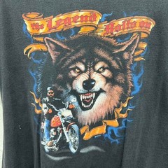Vintage y2k The Legend Rolls On Wolf Biker tshirt Motorcycle Howling Wolf