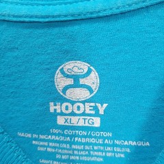 Hooey Western Original Mens XL T-Shirt Turquoise Blue Cotton Short Sleeve