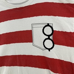 Where’s Waldo Mens T Shirt Large Striped Short Sleeve Cotton Camisa Casual