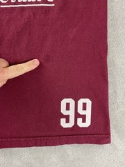 Y2K Famous Stars And Straps Shirt Mens L Logo Burgundy *Pits* Distressed *Mark