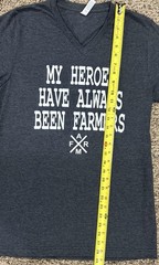 MY HEROES HAVE ALWAYS BEEN FARMERS T-Shirt Size Medium USA STRONG Gray V Neck
