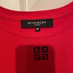 $650 Designer Rare GIVENCHY Men Red Slim Fitted Logo Print Long Sleeve Tee Top M