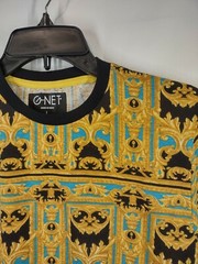 Graphic Print Shirt Spandex Blend Mens Size Large ( L ) G-Net Short Sleeve New