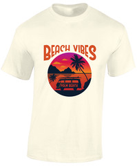BEACH VIBES MENS T SHIRT SUMMER HOLIDAY CASUAL CLOTHING FASHION GIFT TOP