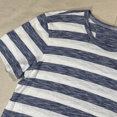 Daniel Buchler Shirt Mens M Blue White Striped Stretch Crew Neck Jersey Tee NWT