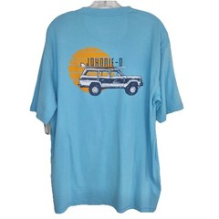NEW Johnnie-O Graphic T-Shirt Sz L Surf Wagon Logo Tee Blue Woody Crew-neck