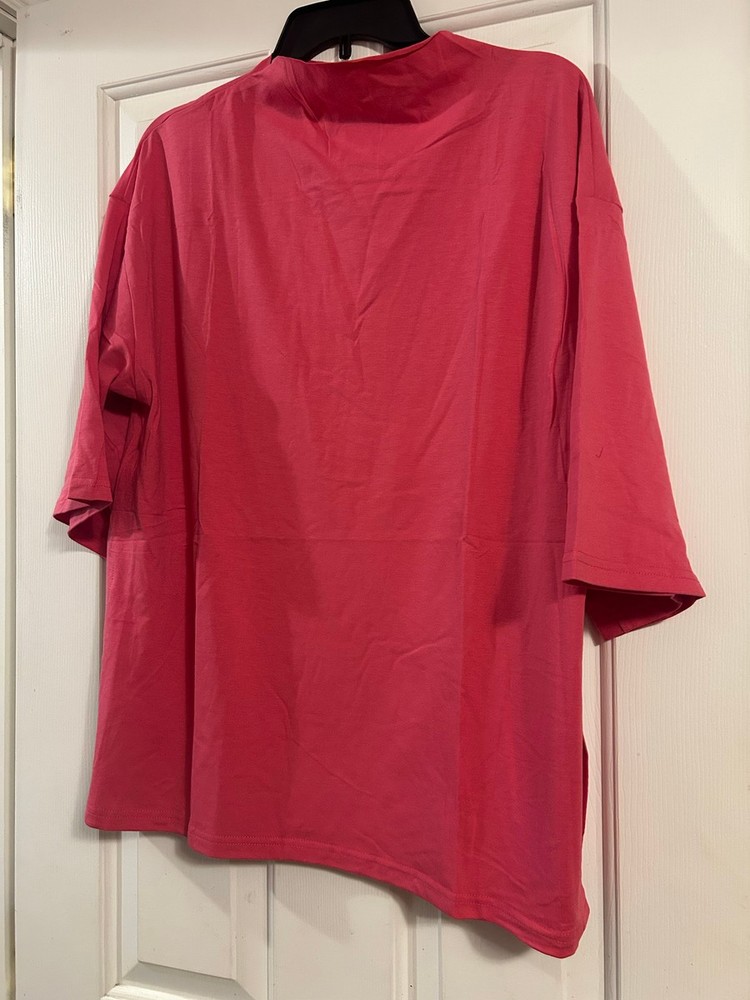 FISOEW Oversized Mock Neck Half Sleeve T-Shirt