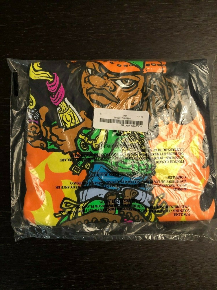 SS19 SUPREME MOLOTOV KID T-SHIRT NAVY SIZE EXTRA LARGE XL TEE TSHIRT