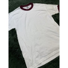 Vintage Soffe Shirts Ringer T-Shirt Adult Large White Maroon Crew Neck U.S.A