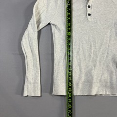 Express Henley Shirt Men XS Heathered Gray Cotton Ribbed Knit Long Sleeve Casual