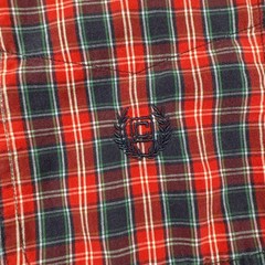 Chaps Plaid Button Down Shirt Mens M Red Blue Long Sleeve Easy Care Cotton Blend