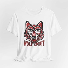 Wolf Spirit T-Shirt | Red & Black Indigenous Formline Wolf Head Tee Shirt