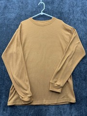 R+L Luxury Thermal Shirt Mens XL Beige Heavyweight Waffle Knit Ribbed Cuffs