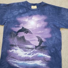 Vintage 90s The Mountain Jumping Dolphins Sz Medium Mens Tie Dye T-Shirt 1998