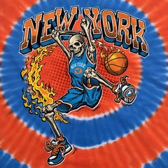 [Limited Edition] Vintage New York Dunker Basketball Skeleton Tie-Dye T-Shirt Li