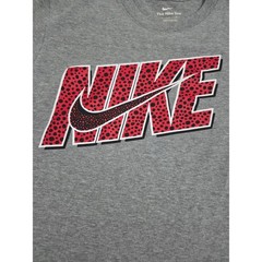 Nike Mens Safari Print Graphic T-Shirt Gray Red Logo Short Sleeve Small