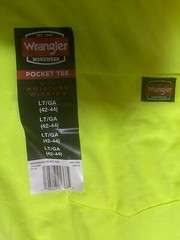 Wrangler Workwear T Shirt Men’s Large Safety Yellow Green