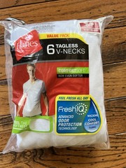 Hanes Men’s COMFORTSOFT 6-Pack T-SHIRTS TAGLESS FreshIQ size Small White V Neck