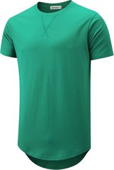 Mens 100% Cotton Pre-Shrunk Longline Crewneck T-Shirt Hip Hop Urban Style S-4XL