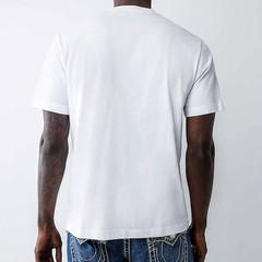 True Religion T-Shirt Men’s XL White Orange Green Jeans Retro Gas Box Logo New