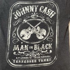 Johnny Cash Gray Graphic Print Tshirt Size M Distressed Vintage Style