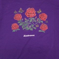Vintage Graphic Tee Shirt Extra Large Purple Roses Butterfly Alabama Fruit Loom