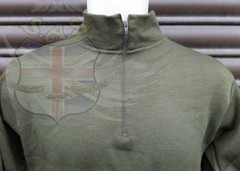 Italian Army Surplus T-Shirt Long Sleeve, Green Zip Neck Synthetic, Norgie