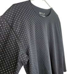 Bylt Mens Drop Cut LS Lux Polka Dot Athletic Shirt Size L Stretch Activewear Gym