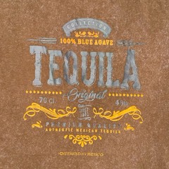 Vintage Tequila Graphic T-Shirt Brown Acid Wash Distressed Tee Men’s XL 23×28