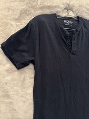 GALAXY BY HARVIC MENS SHORT SLEEVE SHIRT BUTTON NECK SOLID BLUE SIZE M