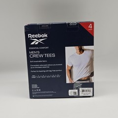 4 Pack REEBOK Comfort Men S M L White Gray Crew Neck Tag-Free Cotton T Shirts