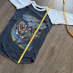 Vintage 80s Raglan Band Tee Van Halen Shirt Medium Black 1980 Tour 3/4 Sleeve