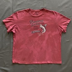 Panama Jack T Shirt Mens Size Large Red Pink Bleach Dye Fish Fishing Tours