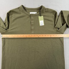 NWT GoodFellow Long Sleeve Thermal Henley Shirt Mens Large Green Waffle Knit