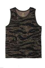 ROTHCO 8723 MENS TIGER STRIPE CAMO TANK TOPS COTTON/POLY TSHIRT ARMY S M L XL 2X