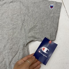Champion Shirt Mens Medium Gray Solid Logo Tee Tagless Cotton Blend Jersey