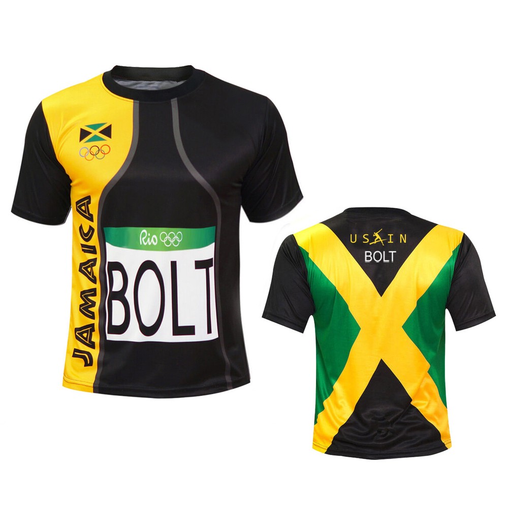 Men’s Usain Bolt Rio Jersey – Jamaica Flag – T-Shirt for Sports