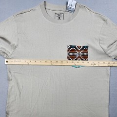Rue 21 Tribal Southwest Pocket T-Shirt Men’s Small Tan Aztec Jersey Straight Hem