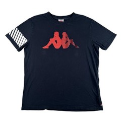 Kappa Shirt Mens XL Black Omini Logo Graphic Striped Sleeve Authentic Tee
