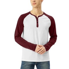 Mens Casual Long Sleeve T-shirt Henley Grandad V Neck Button Solid Tee Shirt Top