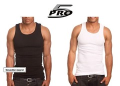 Lot 3 Pro 5 Men’s A-shirts Cotton Undershirt Wife Beater Black White
