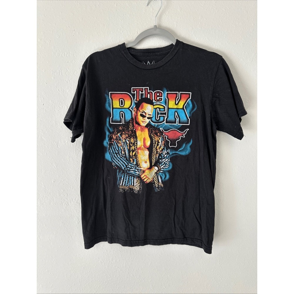 WWE The Rock Vintage Graphic T-Shirt Mens Medium Black Authentic Brahma Bull M