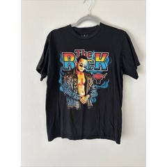 WWE The Rock Vintage Graphic T-Shirt Mens Medium Black Authentic Brahma Bull M