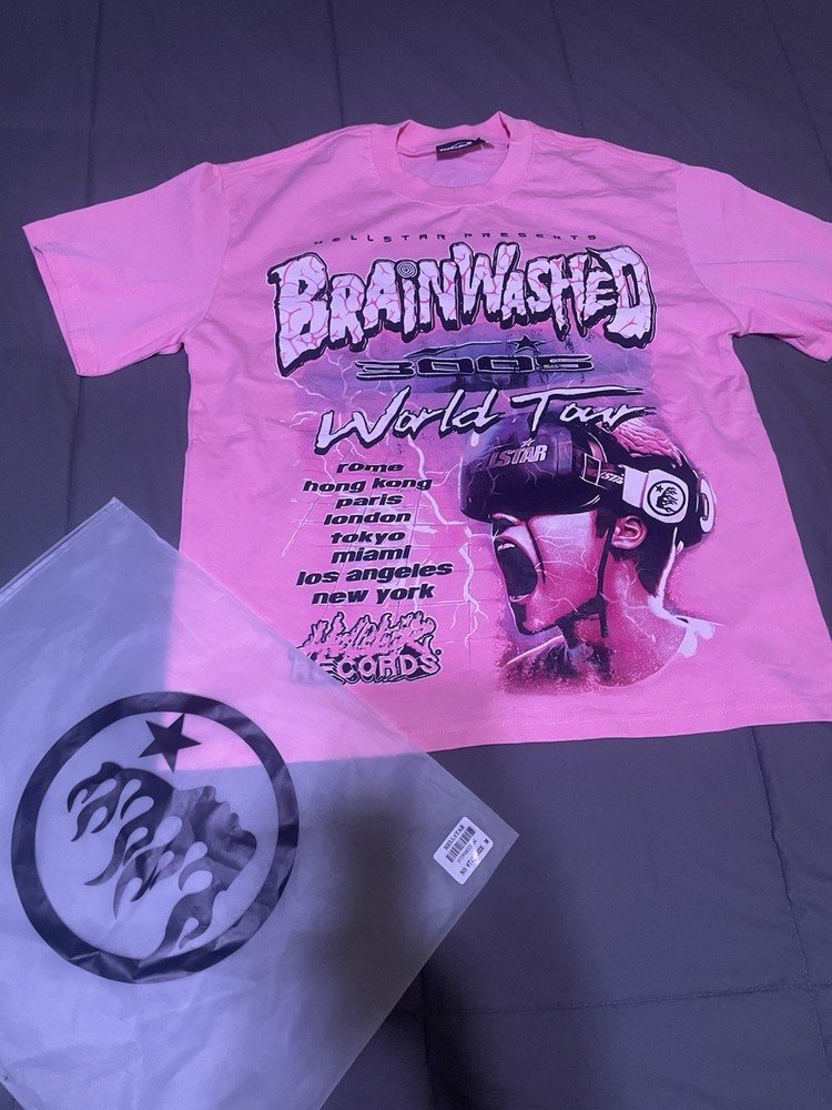 Hellstar Brainwashed World Tour 3005 Pink T-Shirt Men Small