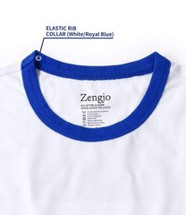 Men’s Ringer Tee Crewneck Athletic T Shirts,White/Royal Blue,L