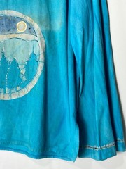 Hand-painted 70s Cotton Long Sleeve Hippy Shirt Deva Industries V-neck 44″ Chest