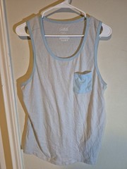 Blue Crown Men’s Gray Tank Top Blue Trim Chest Pocket Solid Scoop Neck T-Shirt S