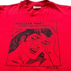 Vtg 80s Mark Vallen Lichtenstein Pop Art Change Nuclear War Career Red Shirt Sm