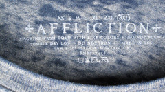 Affliction T-Shirt Men’s 3XL Blue Silver Foil Burnout Tee Lightweight Biker Rock